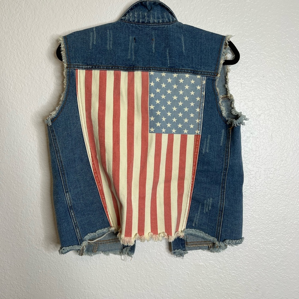 Nameless Denim Flag Back Distressed Vest